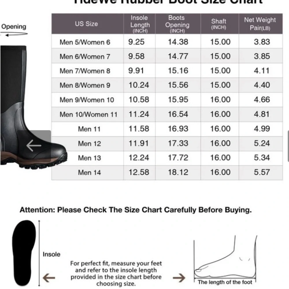 TideWe Black Mens Waterproof Boots
